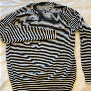 J. Crew Men’s Crew Neck B/W stripe 100% Cashmere